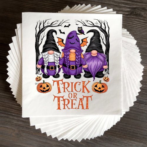 Spooky Gnomes Black Goth Witch Gnome Halloween  Napkins