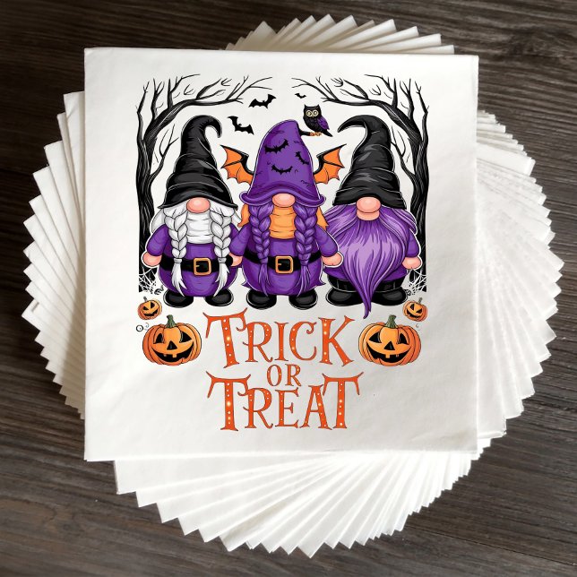 Spooky Gnomes Black Goth Witch Gnome Halloween  Napkins (Creator Uploaded)