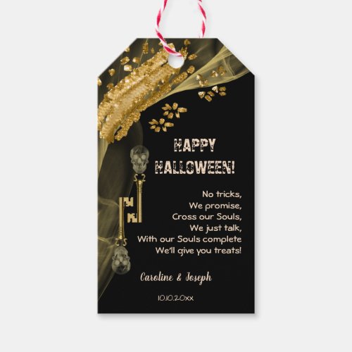 Spooky Gold Skulls  Personalized Message Gift Tags