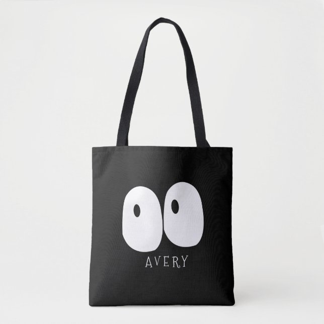 Spooky Googly Eye Modern Monogram Custom Halloween Tote Bag (Front)