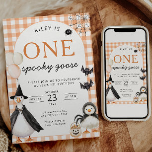 Spooky Goose Halloween 1st Birthday Invitation