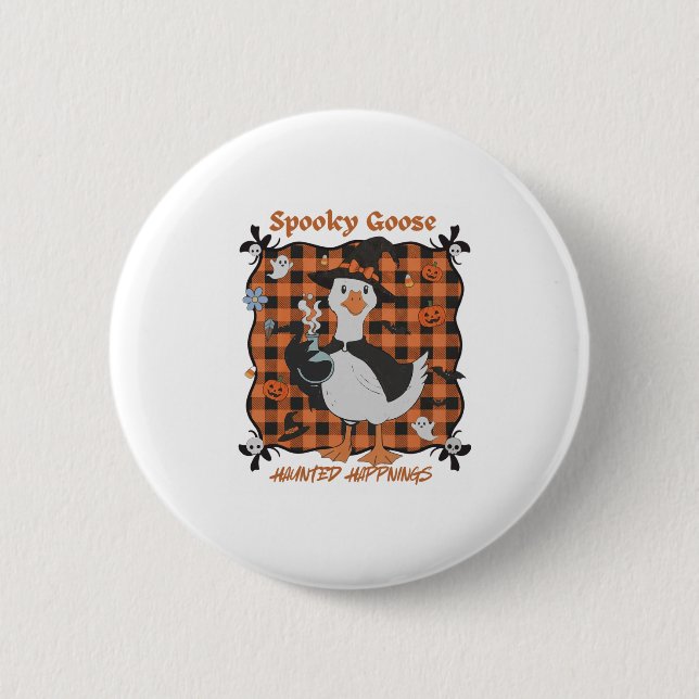 Spooky Goose Halloween Design Fall Decor Funny Com Button (Front)