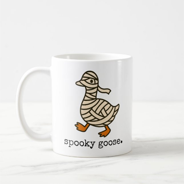 Spooky Goose Mug, Silly Mummy Coffee Mug (Left)