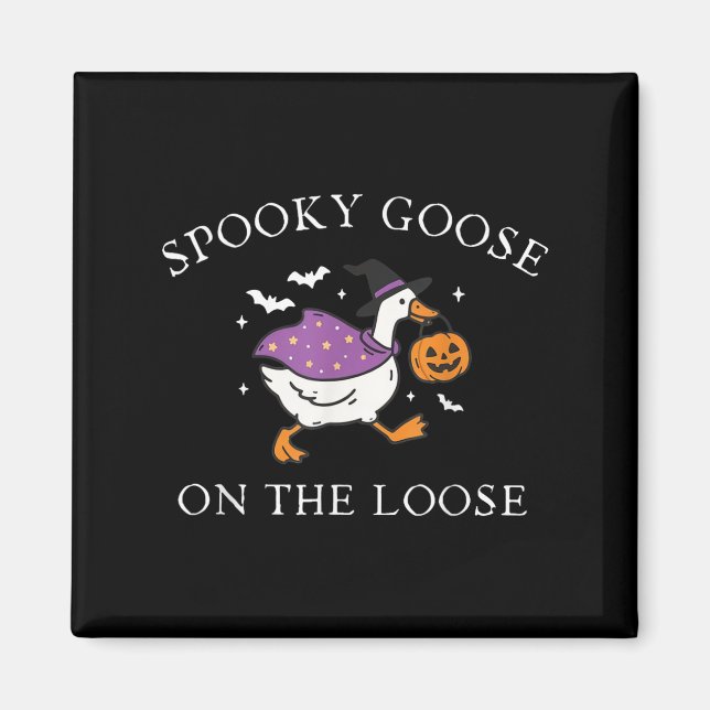 Spooky Goose On The Loose Funny Witch Pumpkin Hall Magnet (Front)