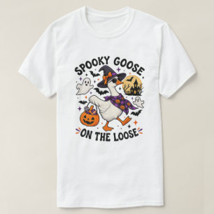 Spooky Goose On The Loose Witch Halloween T-Shirt