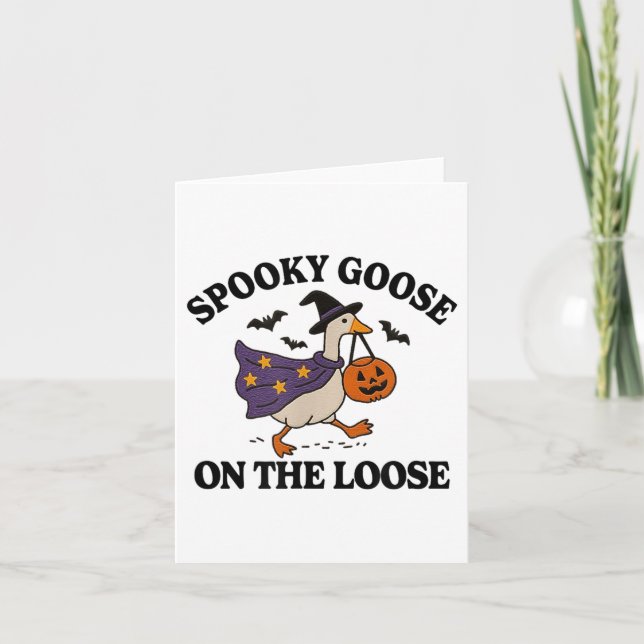 Spooky Goose On The Loose Witch Silly Goose Animal Card (Front)
