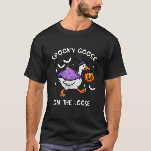 Spooky Goose On The Loose Witch Silly Goose Animal T-Shirt