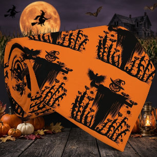 Spooky Goth Halloween Scarecrow Pumpkin Cornfield Neck Tie
