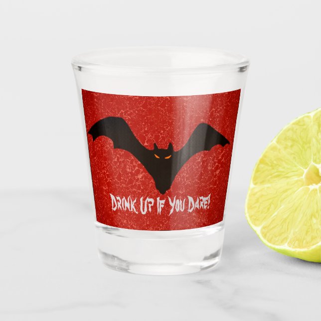 Spooky Gothic Bats Halloween Party  Shot Glass (Front)