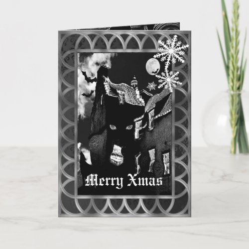 Spooky gothic black Christmas Holiday Card