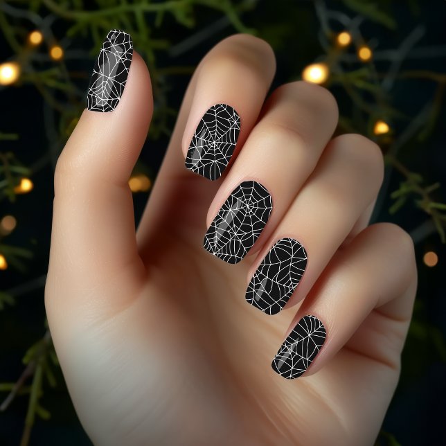 Spooky Gothic Black Spider Web Halloween Minx Nail Art (Gothic black spider web Halloween nail art
)
