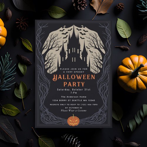 Spooky Gothic Castle Halloween Party  Invitation