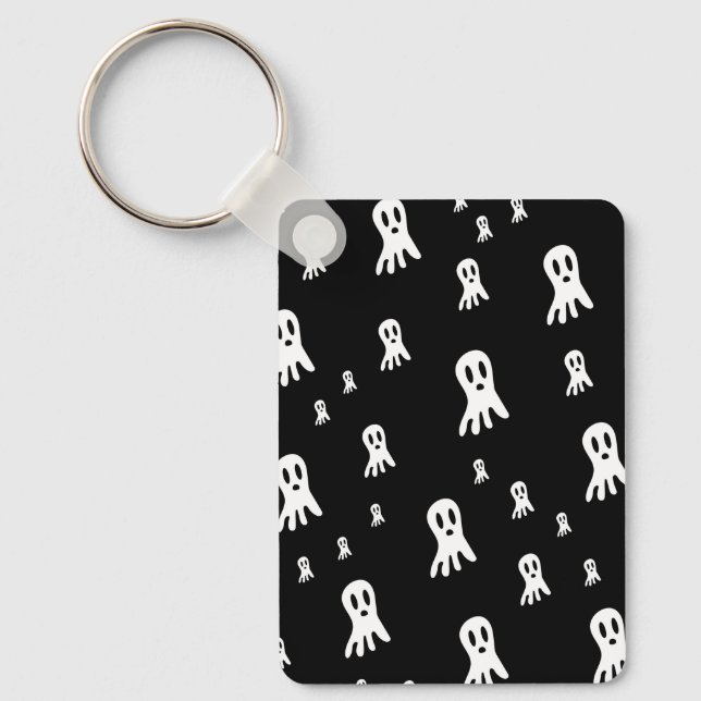 Spooky Gothic Ghost Illustration Keychain (Front)