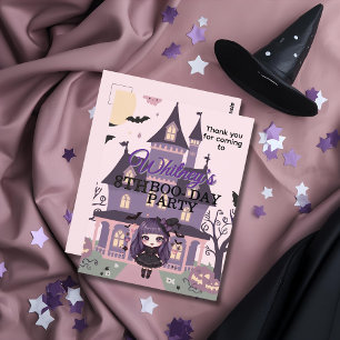 Spooky Gothic girl Purple Birthday Thank you Postcard