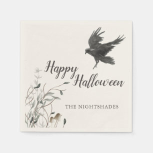 Spooky Gothic Halloween Black Raven Napkins