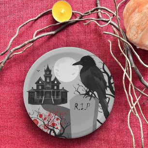 Spooky Gothic Halloween Paper Plate