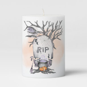 Spooky Gothic Halloween Pillar Candle