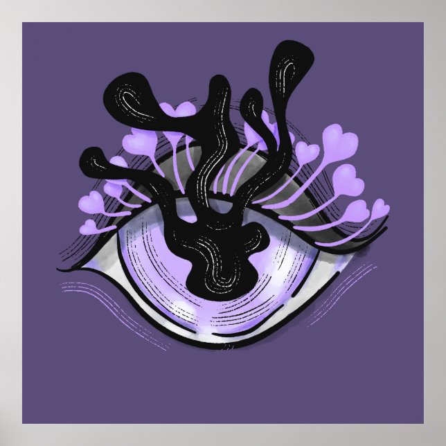 Spooky Gothic Purple Eye Halloween Art Poster (Front)