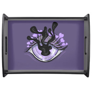Spooky Gothic Purple Eye Halloween Art Serving Tray