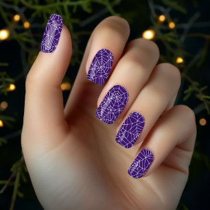 Spooky Gothic Purple Spider Web Halloween Minx Nail Art