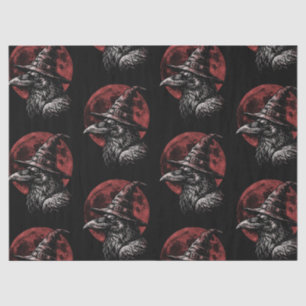 Spooky Gothic Raven Halloween Witch Hat Crow Moon Tissue Paper