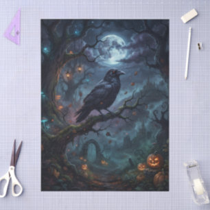 Spooky Gothic Raven Halloween Witch Hat Crow Tissue Paper