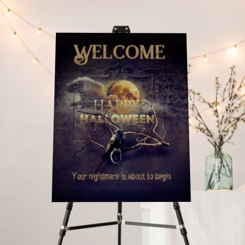 Spooky Gothic Raven In Full Moon Adult Halloween Foam Board