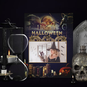 Spooky Gothic Raven In Full Moon Adult Halloween Postcard