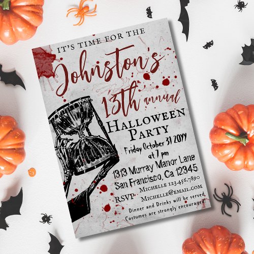 Spooky Gothic Skeleton Halloween Party Invitation