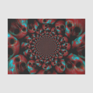 Spooky Gothic Skull Head Red Green Black Abstract Tissue Paper