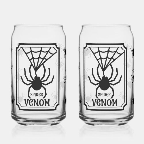 Spooky Gothic Spider Web Drinkware Can Glass