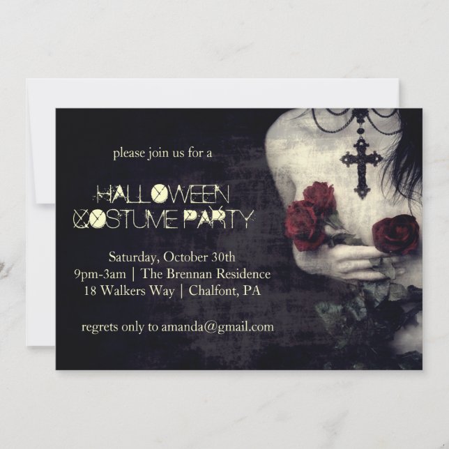 Spooky Gothic Woman Invite Halloween Party (Front)