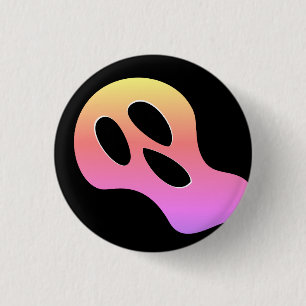 Spooky gradient color scary ghost face Halloween Button