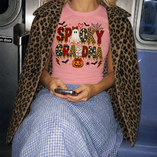 Spooky Grandma Halloween Leopard Print Mix T-Shirt