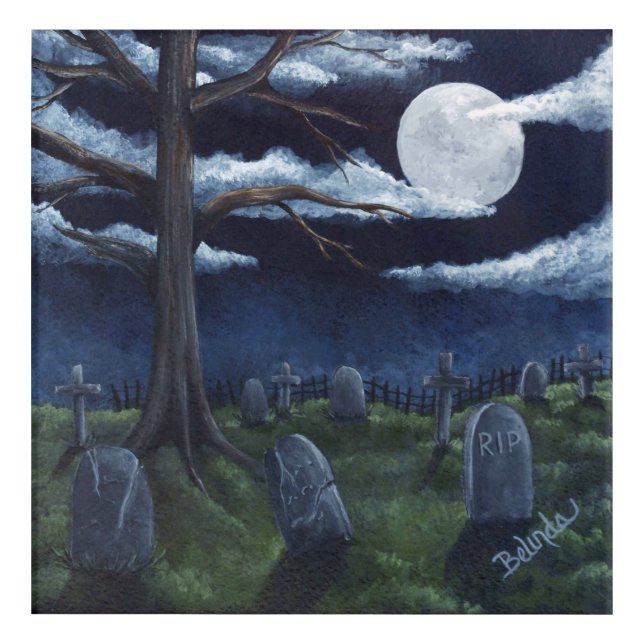 Spooky Graveyard Acrylic Print (Front)