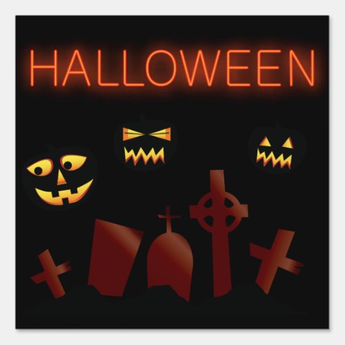 Spooky Graveyard Cemetary Halloween Creepy Eyes Sign
