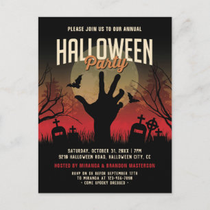 Spooky Graveyard, Full Moon Halloween Party Invite