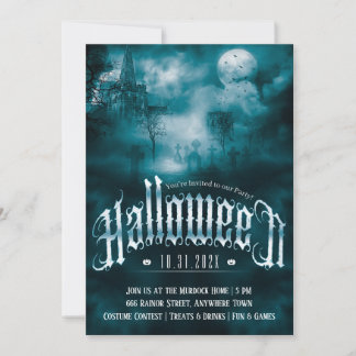 Spooky Graveyard Gothic Dark Halloween Invitation