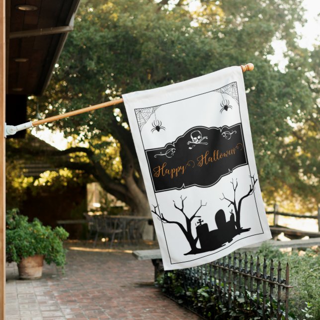 Spooky Graveyard Halloween House Flag (In SItu)