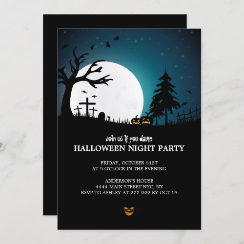 Spooky Graveyard Halloween  Invitation