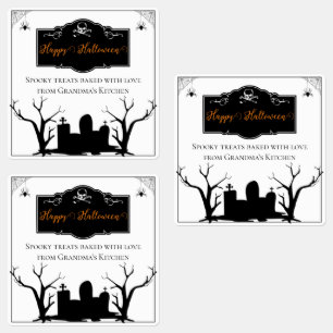Spooky Graveyard Halloween Labels