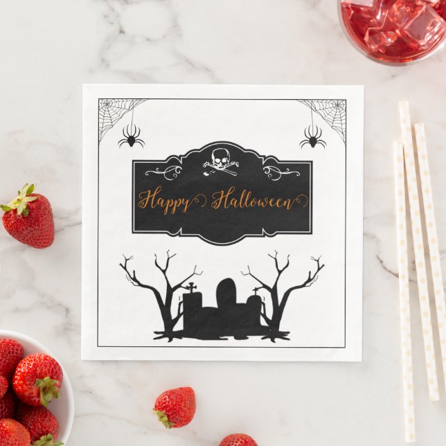 Spooky Graveyard Halloween Paper Dinner Napkins (Insitu)