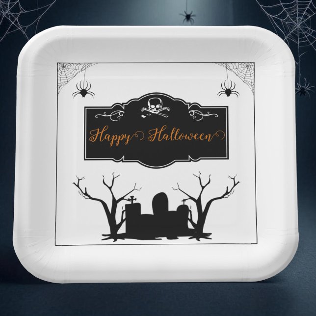 Spooky Graveyard Halloween Paper Plates (Spooky Graveyard Halloween Paper Plates)