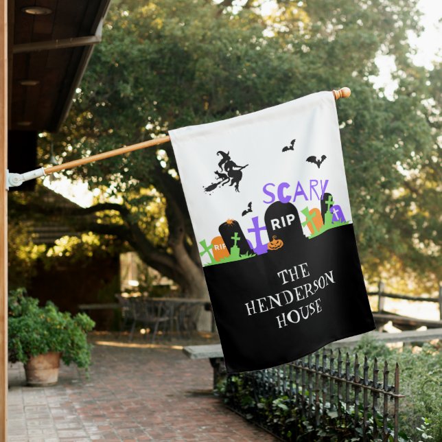 Spooky Graveyard House Flag (In SItu)