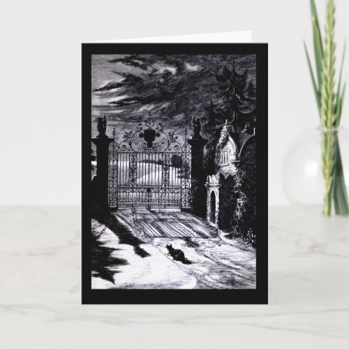 Spooky Graveyard Scene Halloween Card