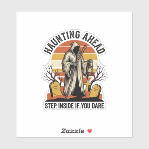 Spooky Graveyard Shirt with Haunted Sunset Reaper Sticker