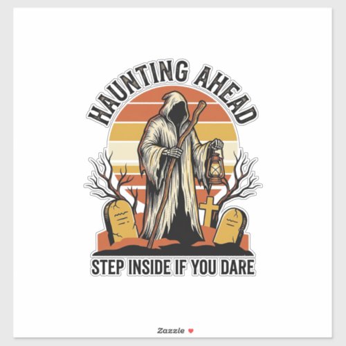 Spooky Graveyard Shirt with Haunted Sunset Reaper Sticker
