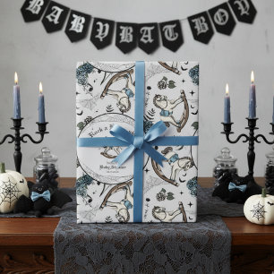 Spooky Gray Vintage Rock a Bye Baby Shower Wrapping Paper