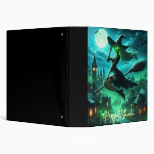 Spooky green aura Halloween witch 3 Ring Binder