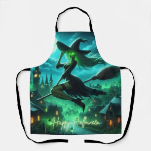 Spooky green aura Halloween witch Apron